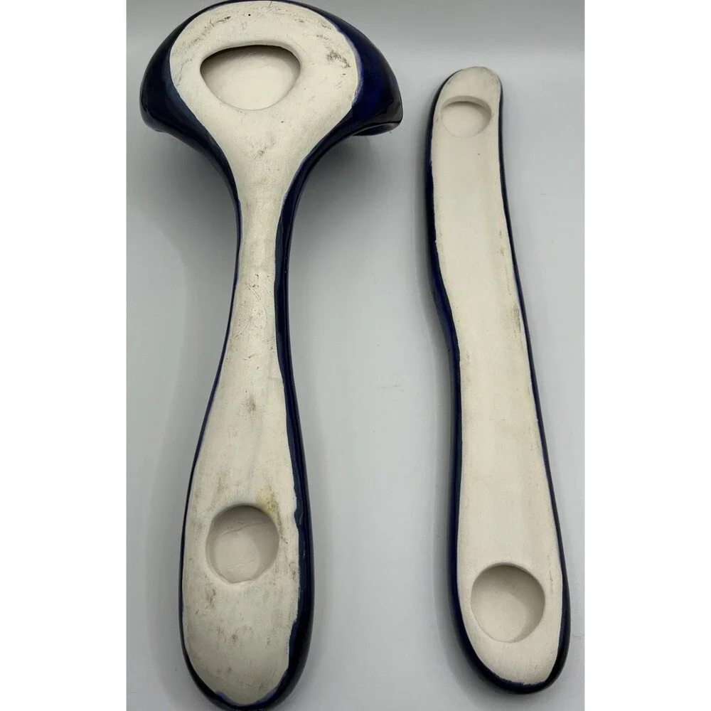 Ceramic Utensils Wall Hanging Decor knife and ladle blue 13.5
